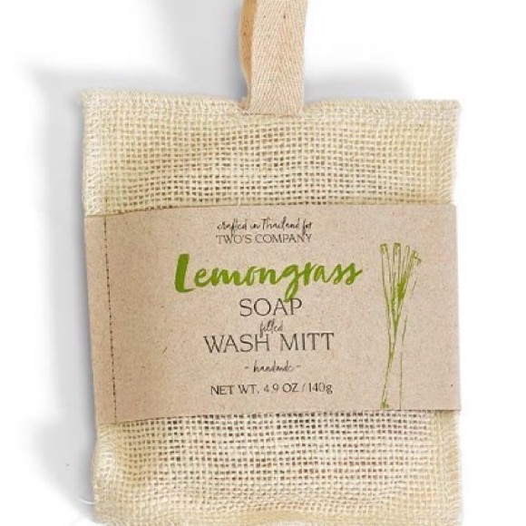 Two's Company Lemongrass Soap Wash Mitt - Natural and Green - Picture 4 of 4